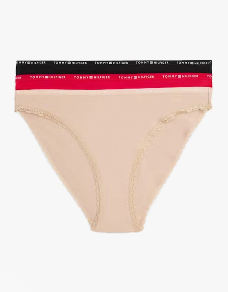 Womens 3 Pack Lace Trim Bikini Brief Multicolour