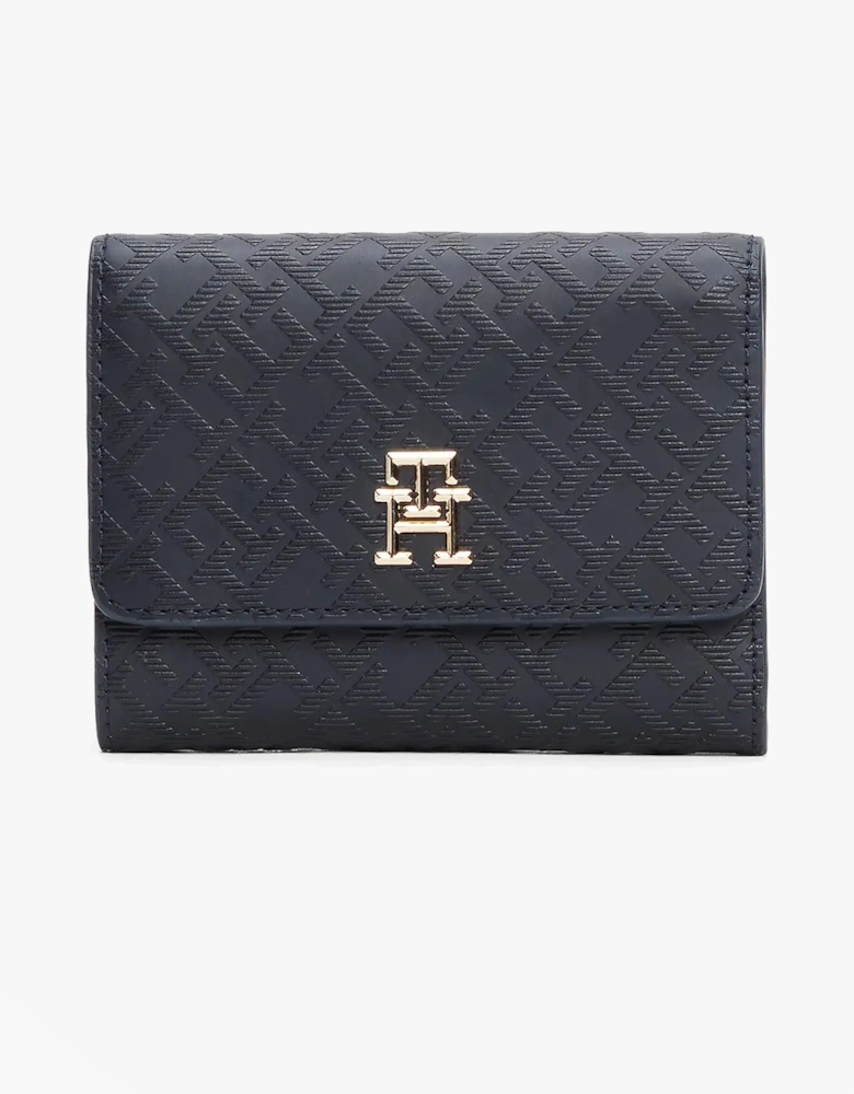 Womens Monogram Trifold Wallet Navy