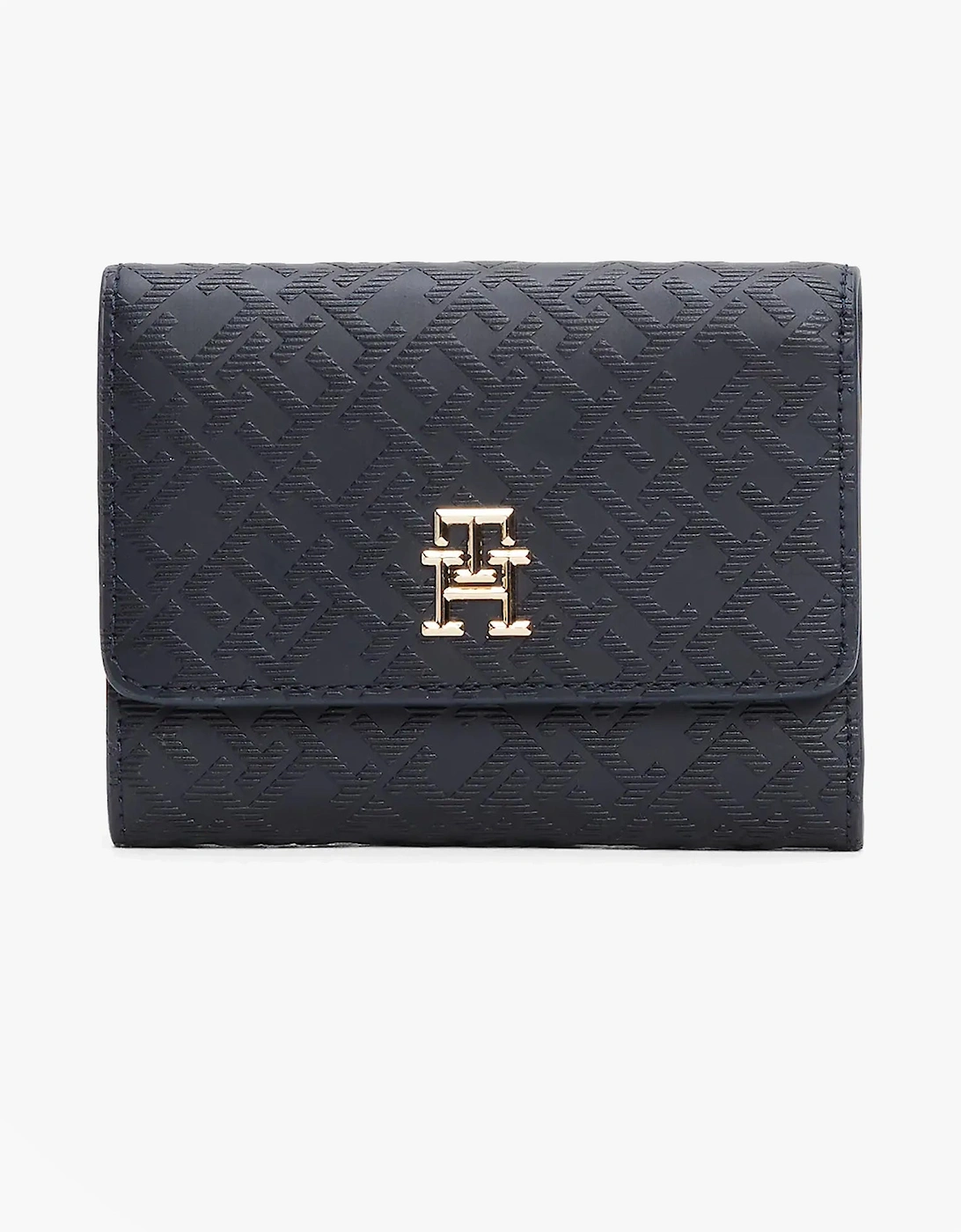 Womens Monogram Trifold Wallet Navy, 5 of 4