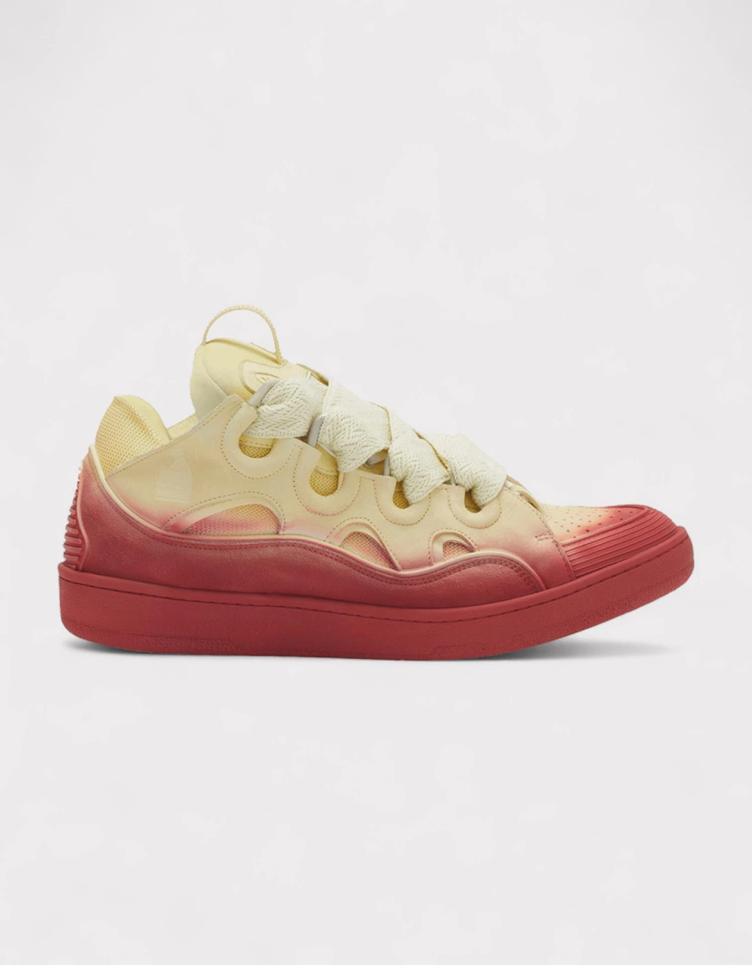 Lanvin Men's Leather Curb Radiant Sneakers Venus Red - Tan - Size: 8