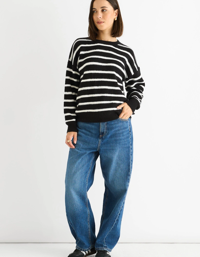Black Stripe Chunky Knit Oversized Jumper