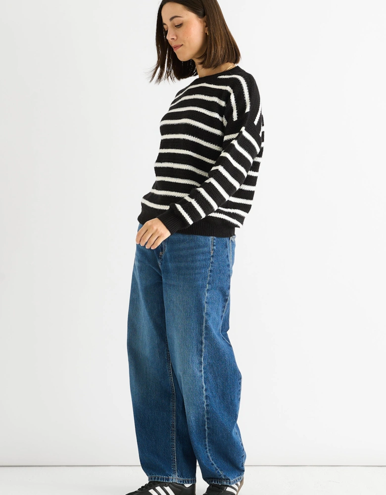Black Stripe Chunky Knit Oversized Jumper