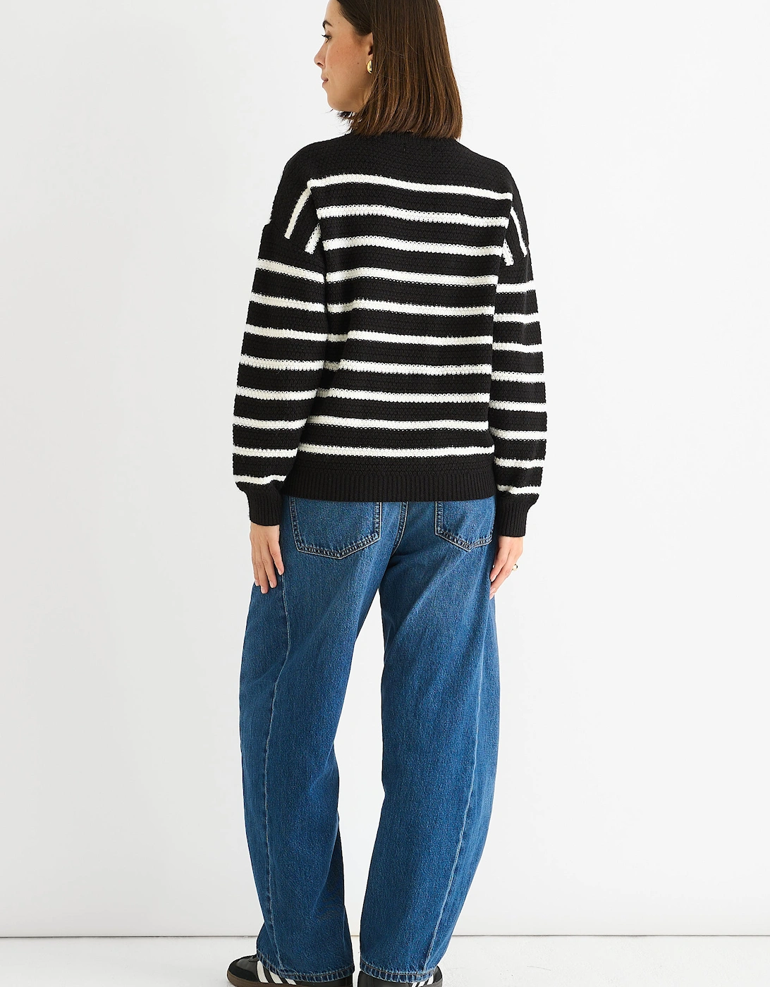 Black Stripe Chunky Knit Oversized Jumper