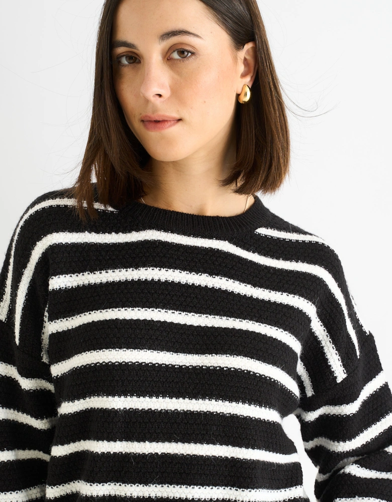 Black Stripe Chunky Knit Oversized Jumper