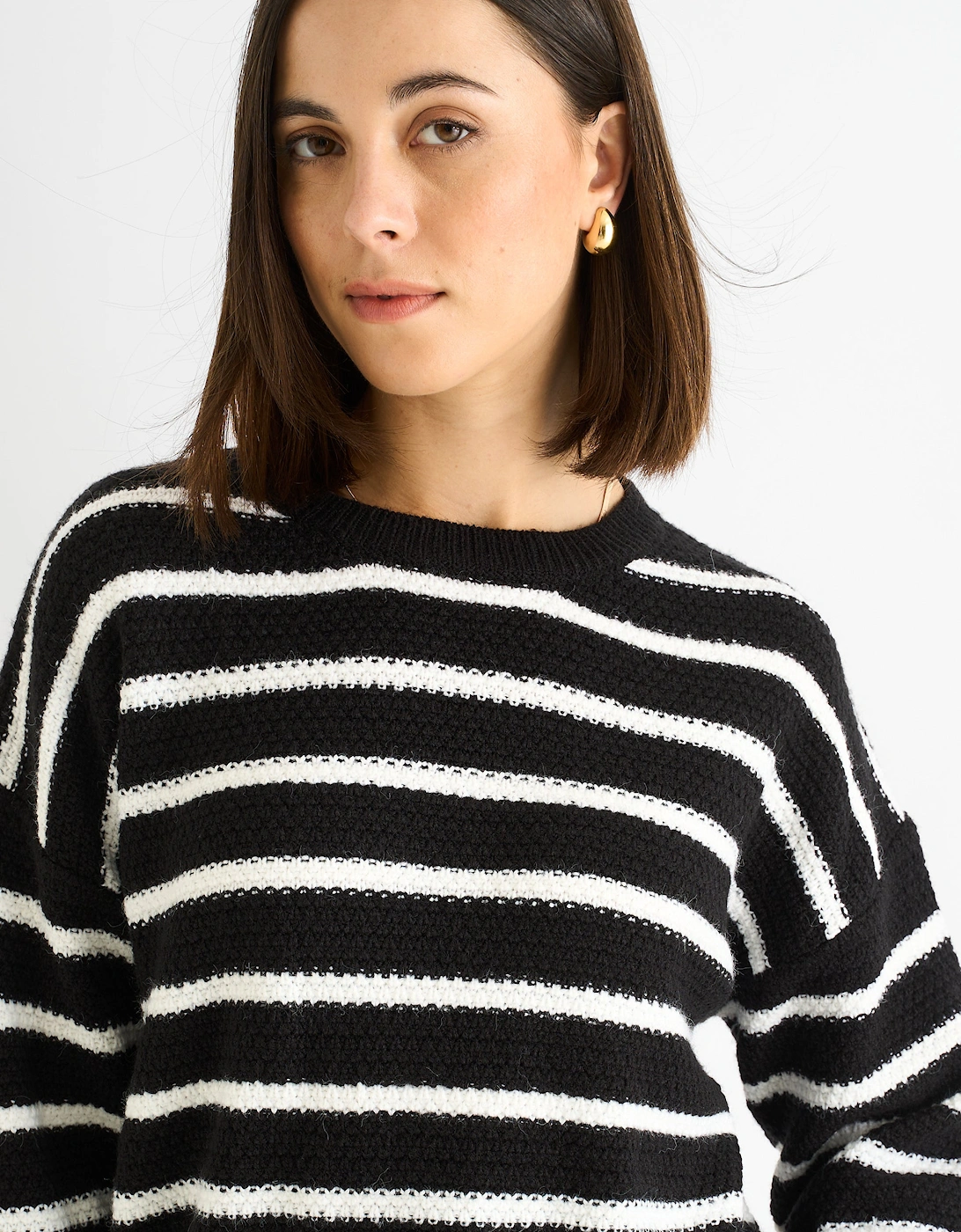 Black Stripe Chunky Knit Oversized Jumper