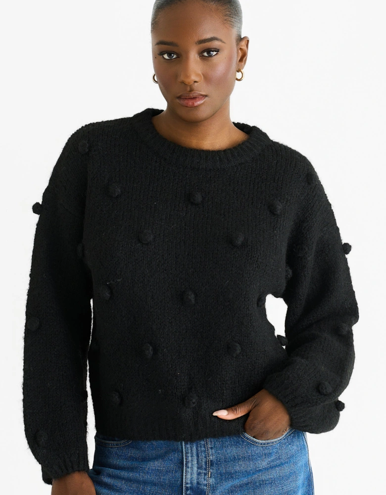 Black Wool Mix Oversized Knit Jumper
