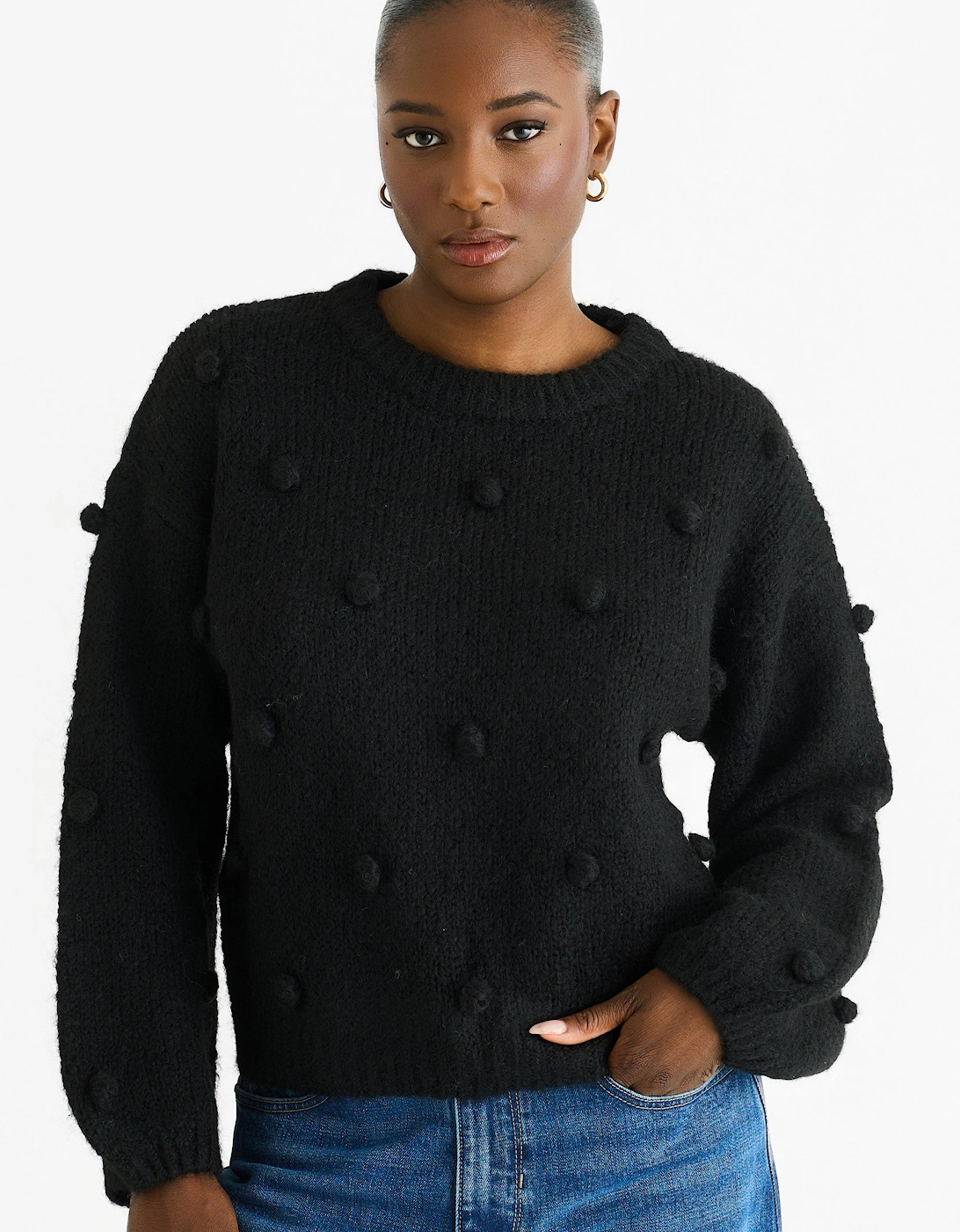 Gini London Women's Black Wool Mix Oversized Knit Jumper - Size: 8/10