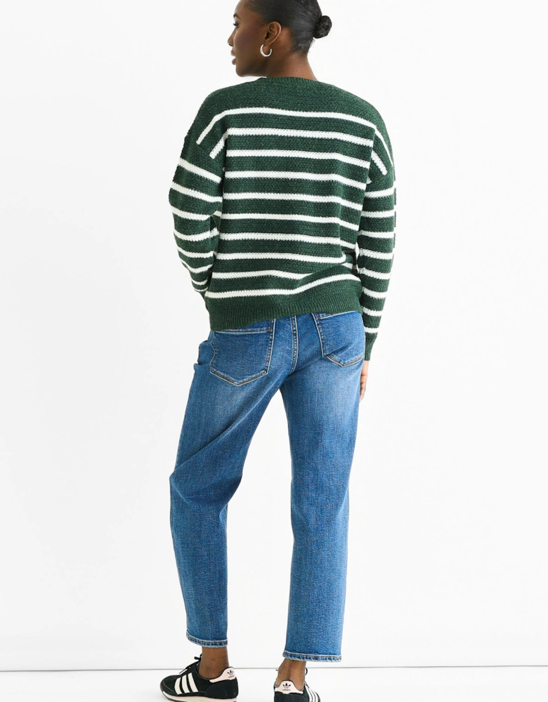 Green Stripe Chunky Knit Oversized Jumper