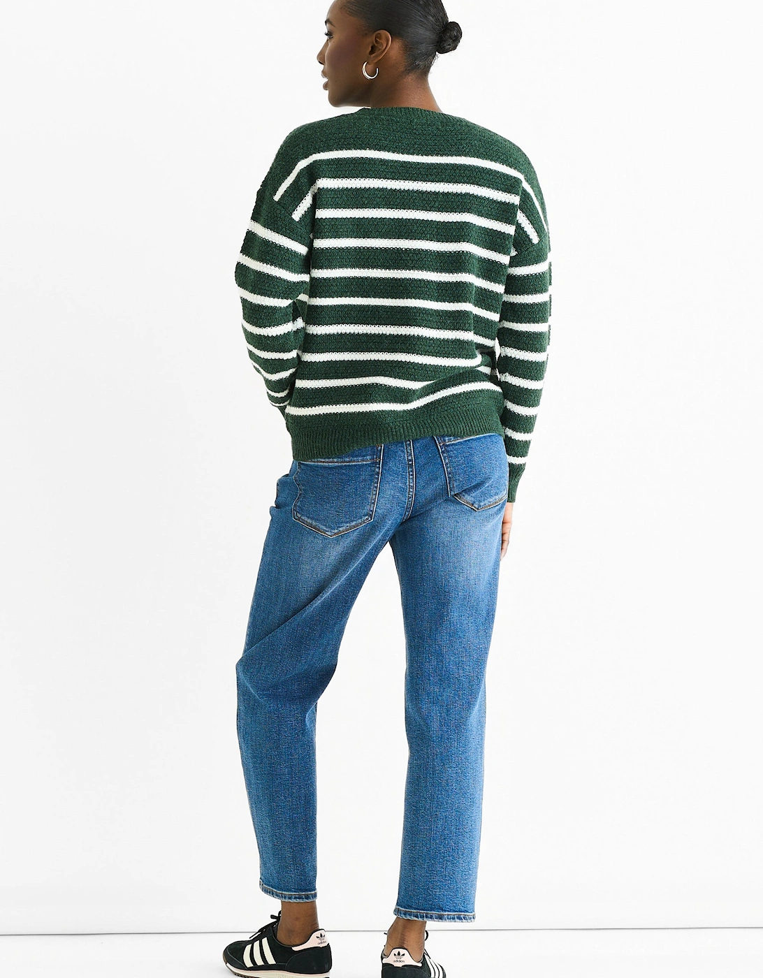 Green Stripe Chunky Knit Oversized Jumper