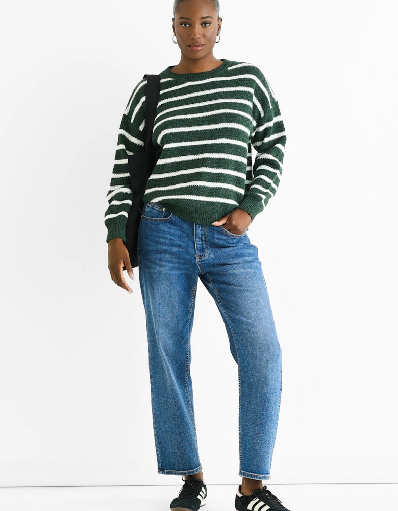 Green Stripe Chunky Knit Oversized Jumper