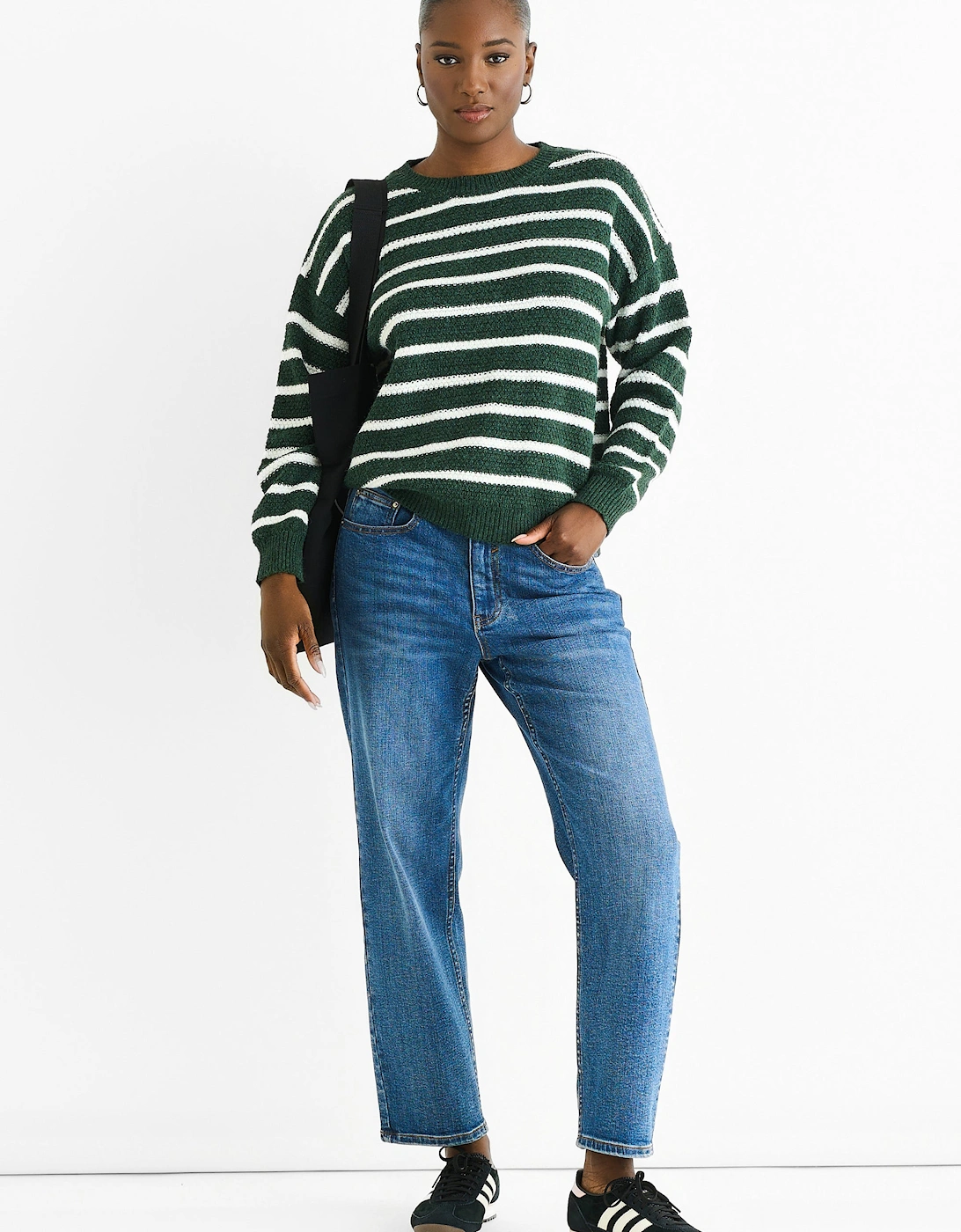Green Stripe Chunky Knit Oversized Jumper, 5 of 4