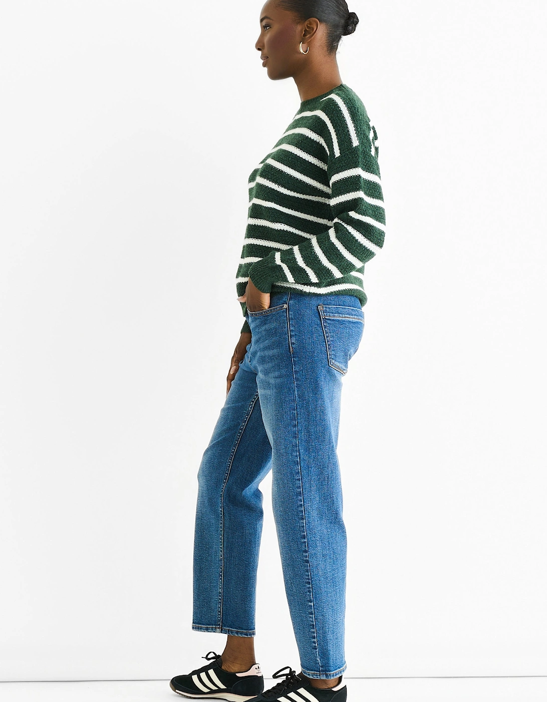 Green Stripe Chunky Knit Oversized Jumper