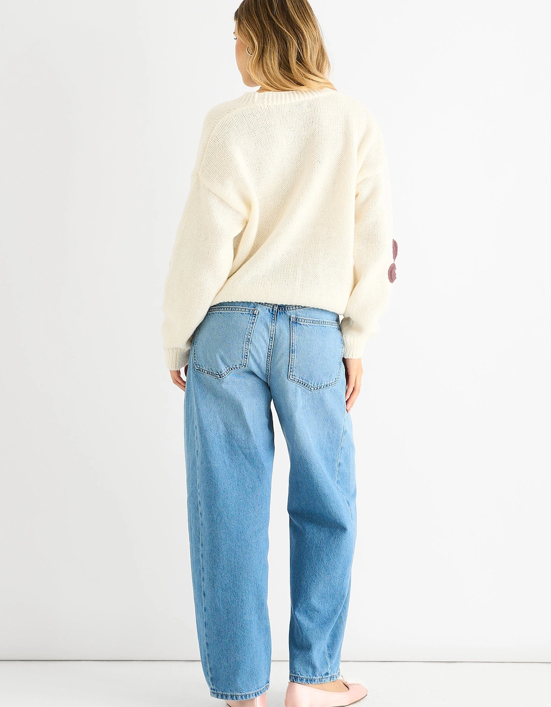 Cream Floral Knit Long Sleeves Cardigan