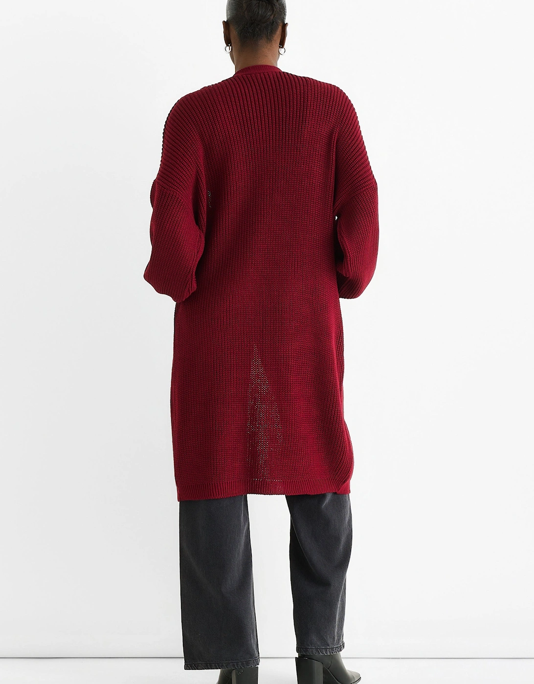 Red Chunky Knit Long Cardigan
