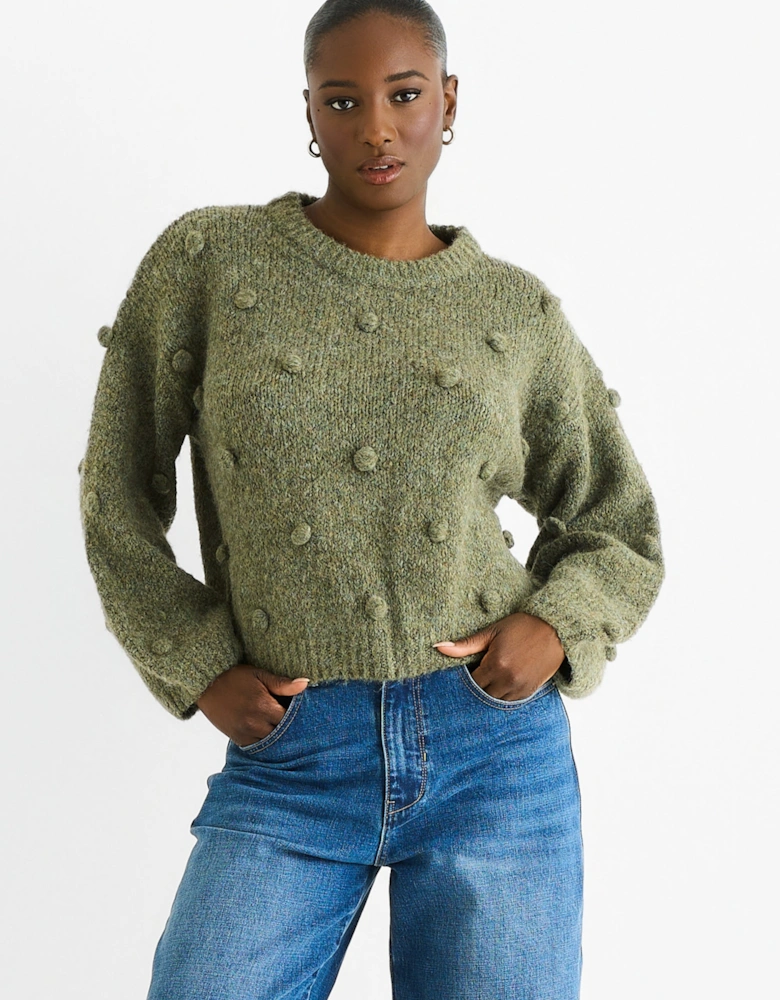 Green Wool Mix Oversized Knit Jumper