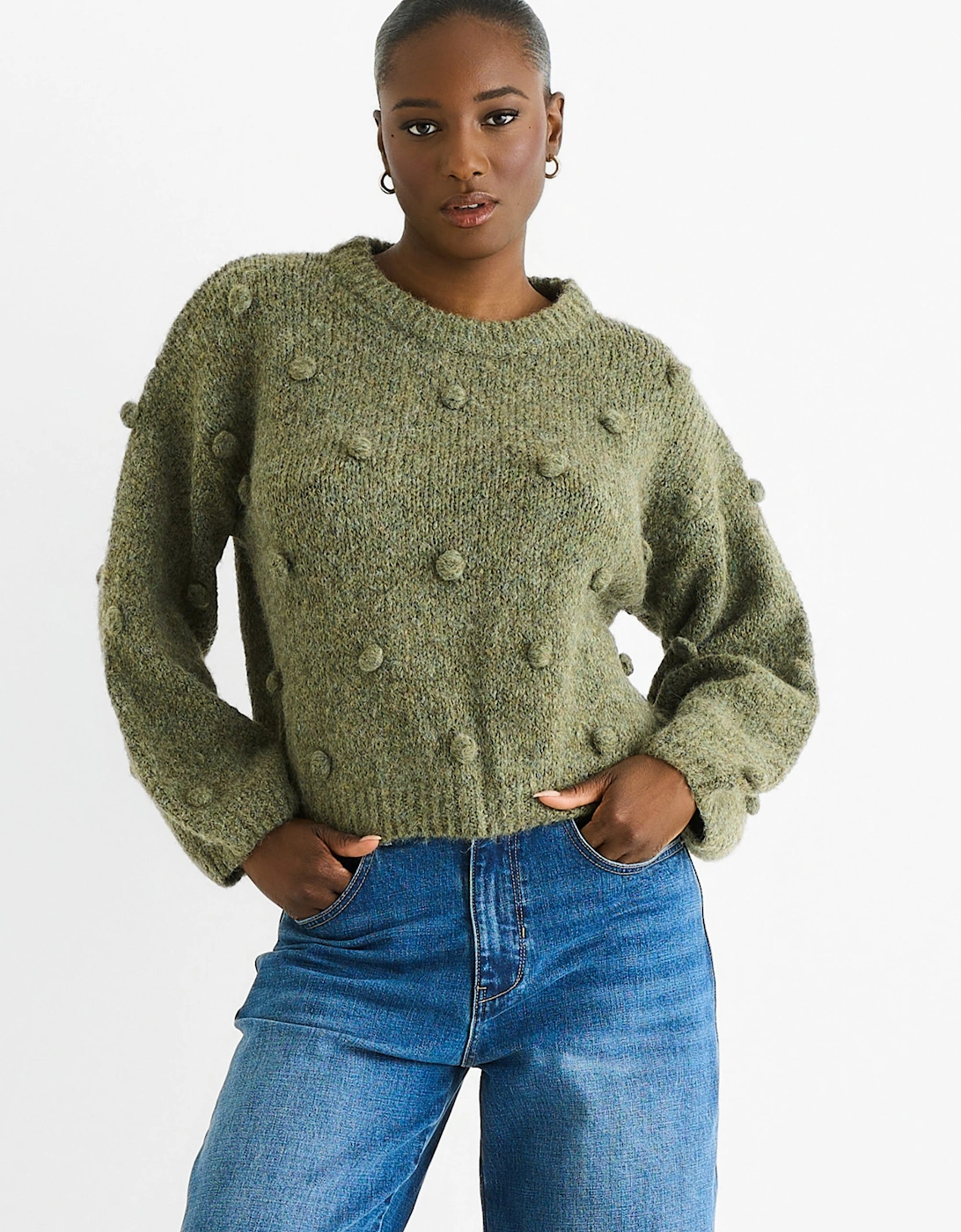 Green Wool Mix Oversized Knit Jumper