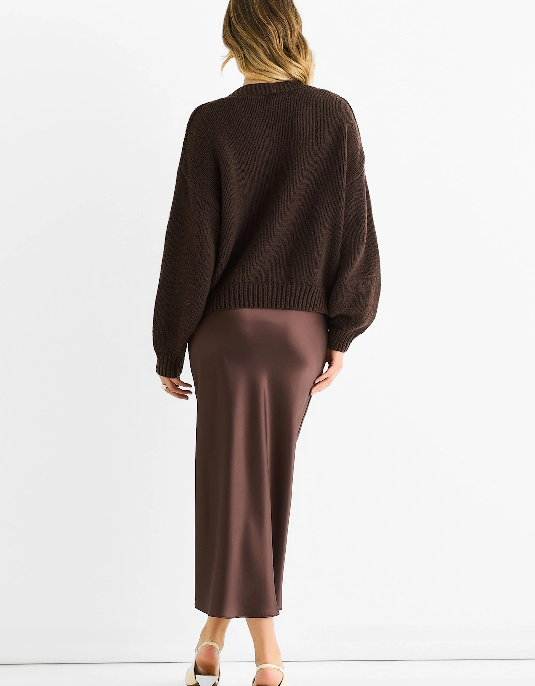 Chocolate 3D Contrast Teddy Crochet Cardigan