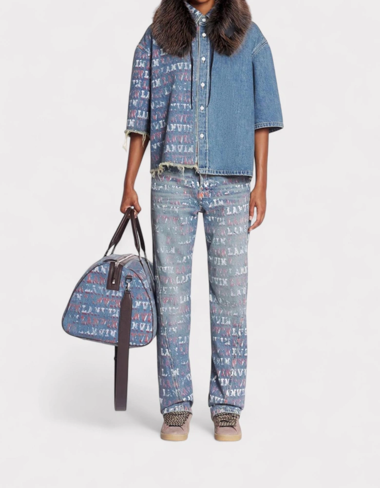 X Future Straight Fit Printed Pants For Men Blue