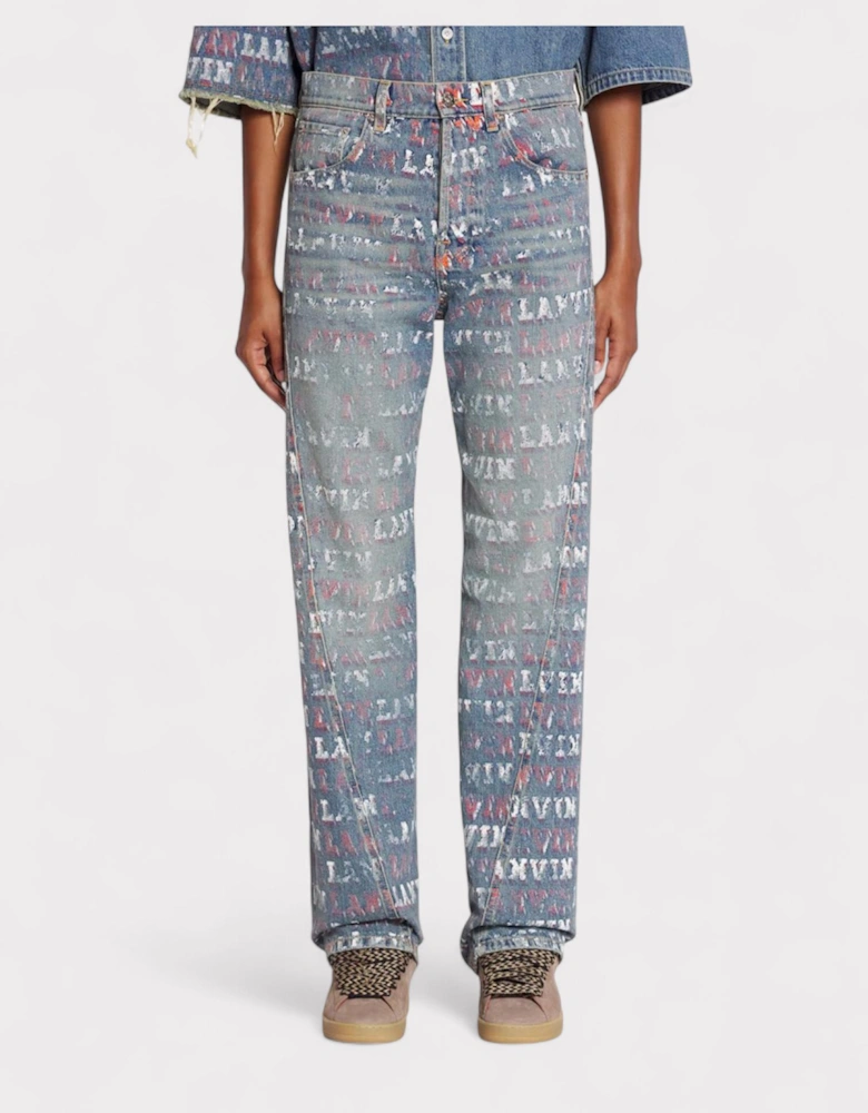 X Future Straight Fit Printed Pants For Men Blue