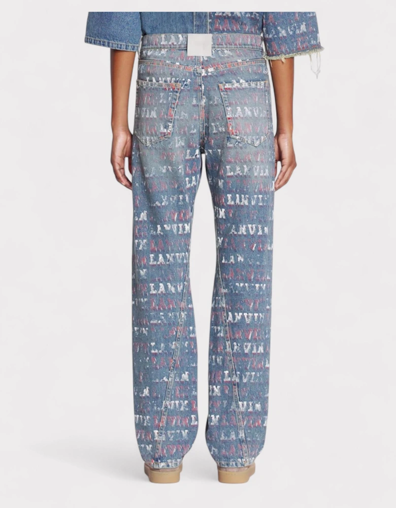X Future Straight Fit Printed Pants For Men Blue
