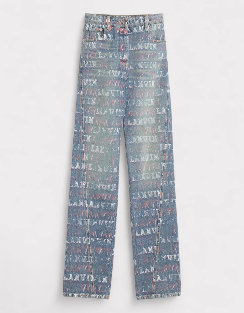 X Future Straight Fit Printed Pants For Men Blue