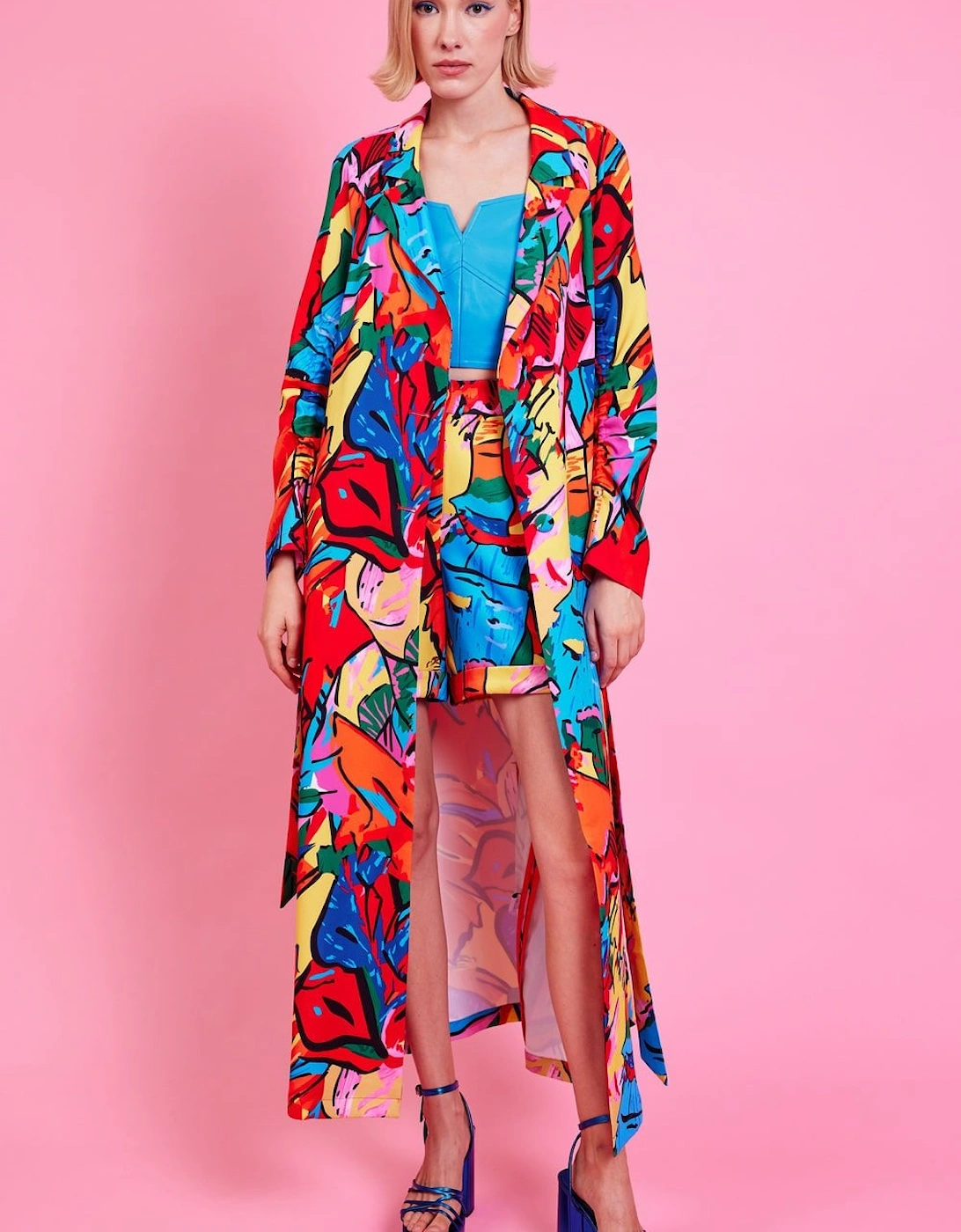 Freddie Tencel Blend Digital Print Trench Coat In Multi Colour, 5 of 4