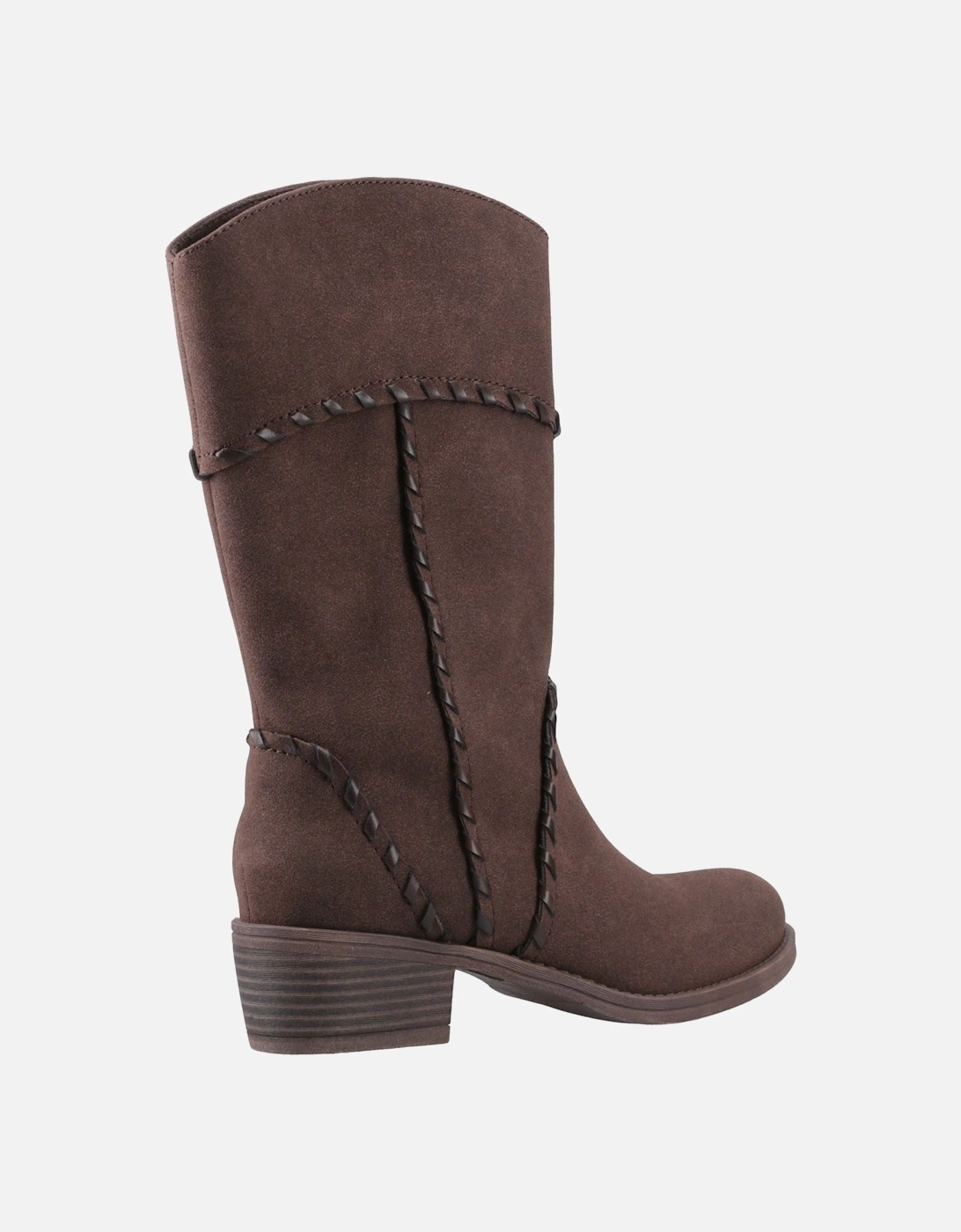 Rowdy Faux Leather Women's Dark Brown Heeled Mid Calf Boots