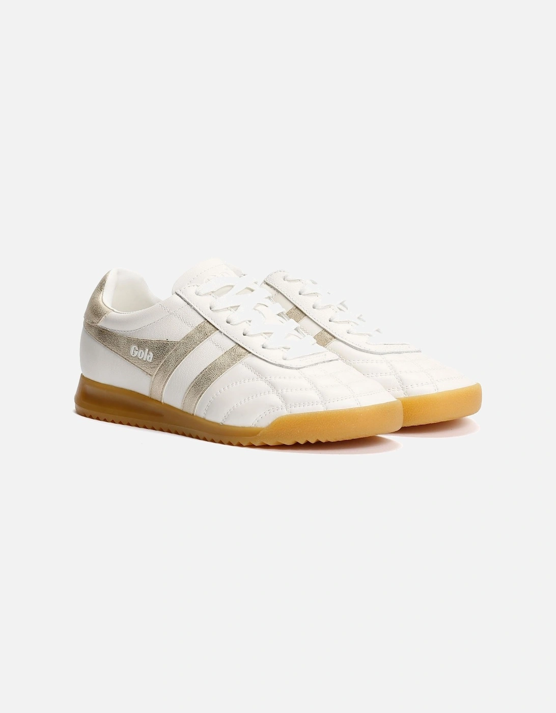 Stadium Leather Women's White/Gold Trainers, 8 of 7
