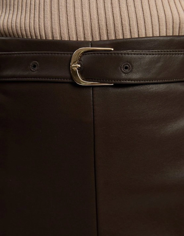 Faux Leather Tailored Midi Pencil Skirt