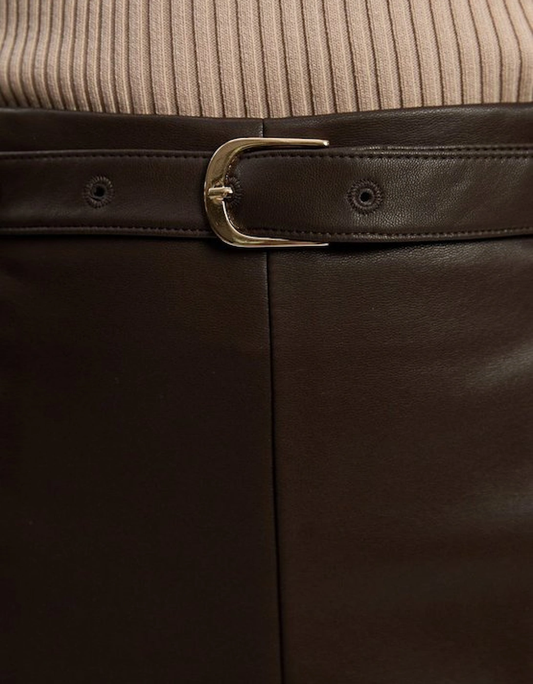Faux Leather Tailored Midi Pencil Skirt