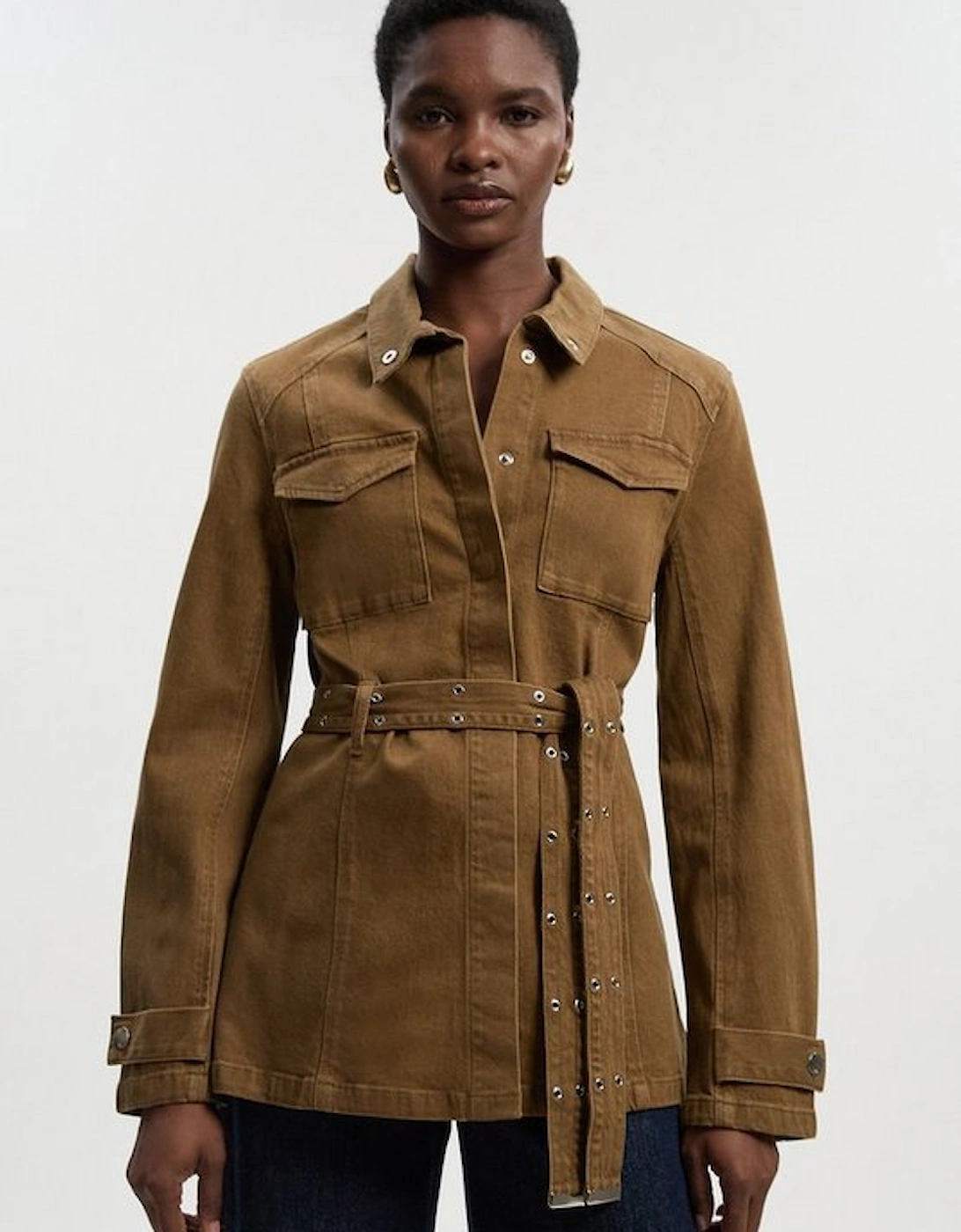 Denim Utility Belted Jacket, 2 of 1