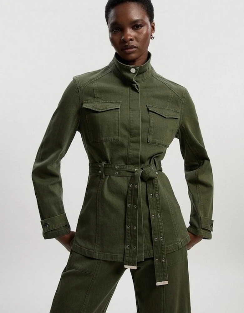 Denim Utility Belted Jacket