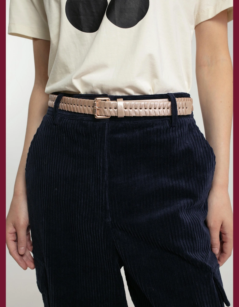Bradley Woven Belt-Gold