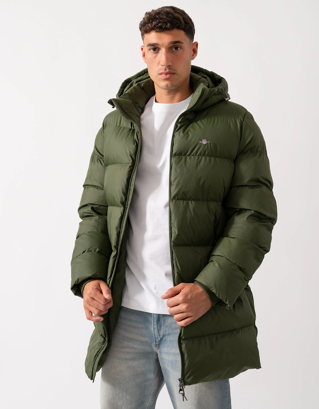 Mens Active Cloud Mid Length Puffer Jacket - 360 Country Green, 9 of 8