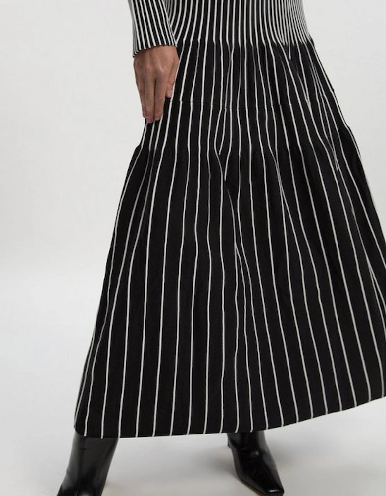 Viscose Blend Striped Knitted Maxi Dress