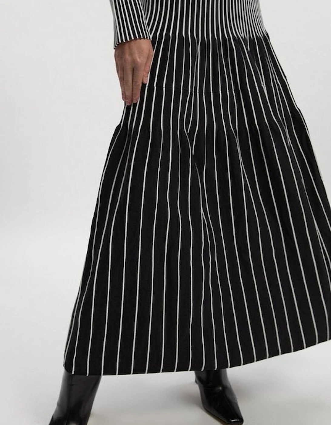 Viscose Blend Striped Knitted Maxi Dress