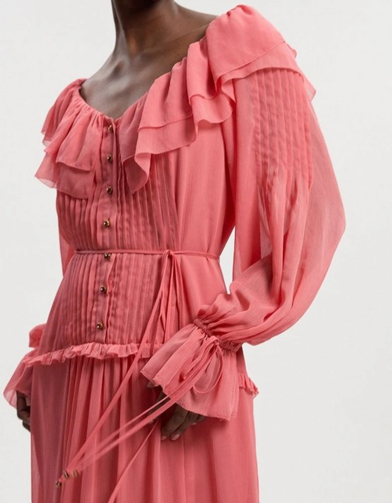 Georgette Ruffle Woven Maxi Dress