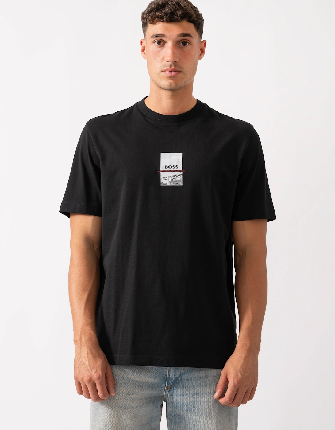 Hugo Boss Men's Black Boss Green Tee Photoprint T-Shirt - 001 - Size: 38