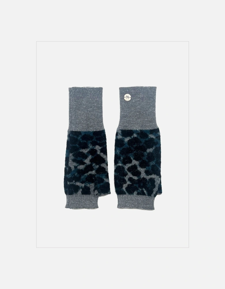 Darcy Leopard Fingerless Gloves - Blue Mix