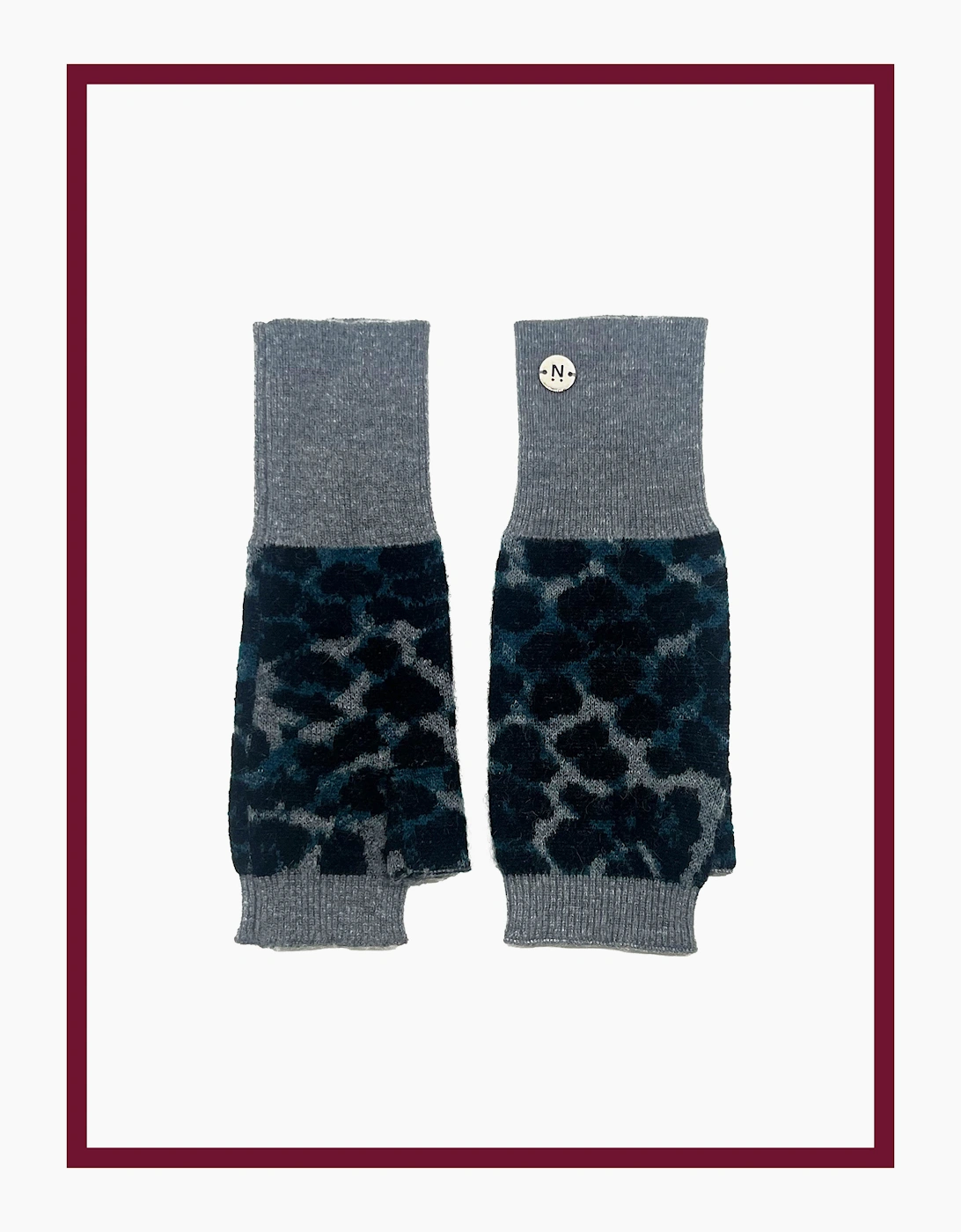 Nooki Design Women's Darcy Leopard Fingerless Gloves - Blue Mix - Grey - Size: ONE