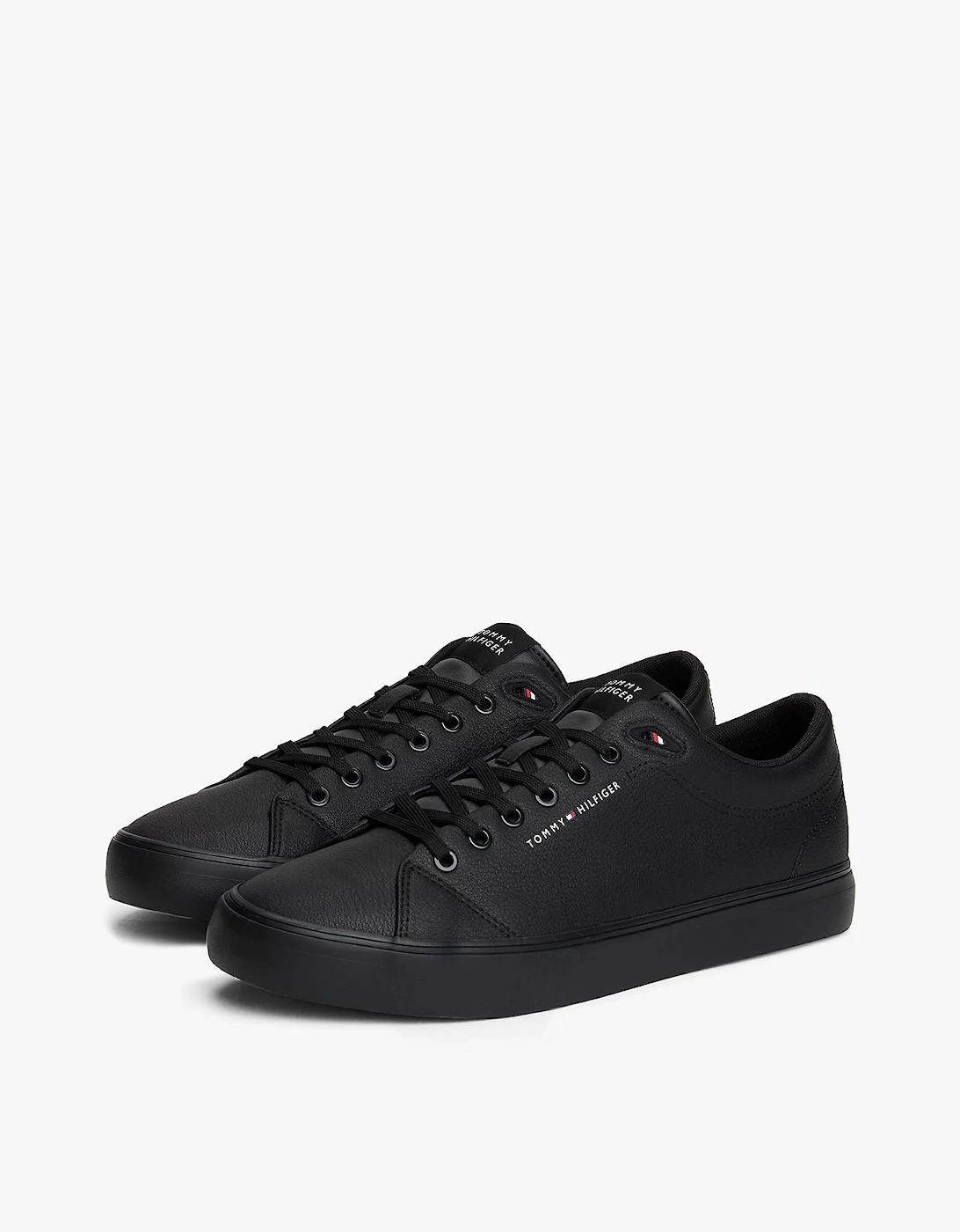 Tommy Hilfiger Men's Black Th Core Low-Top Vulcanised Leather Trainers - : 10.5