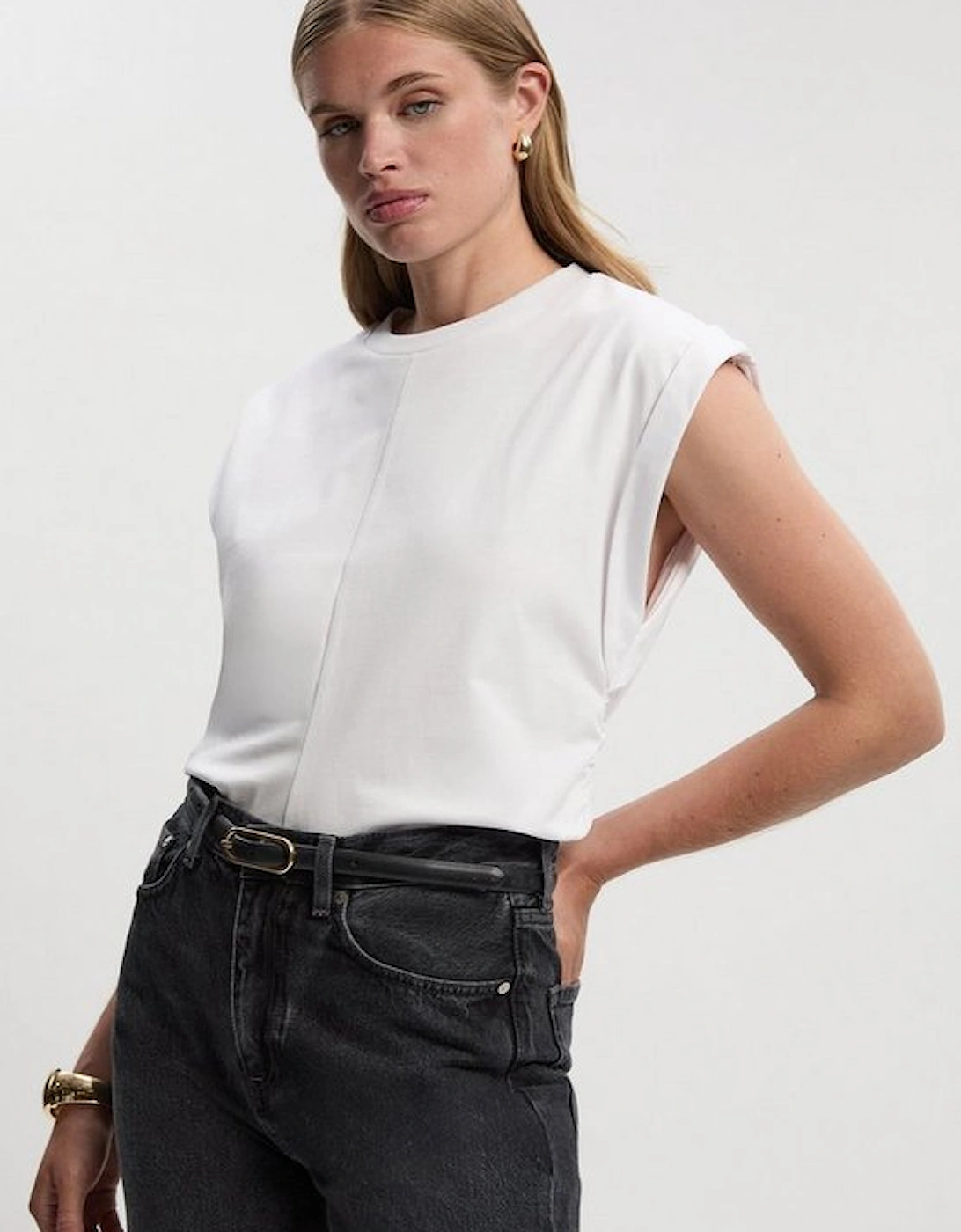 Cotton Ruched Waist Detail Tshirt, 2 of 1