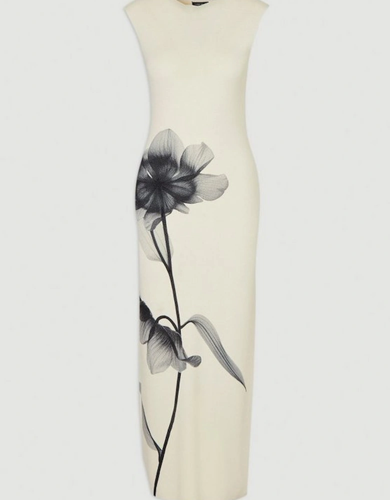 Placement Photographic Print Knitted Maxi Dress