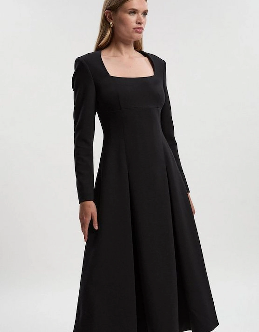 Petite Compact Stretch Sweetheart Neckline Midi Dress, 2 of 1