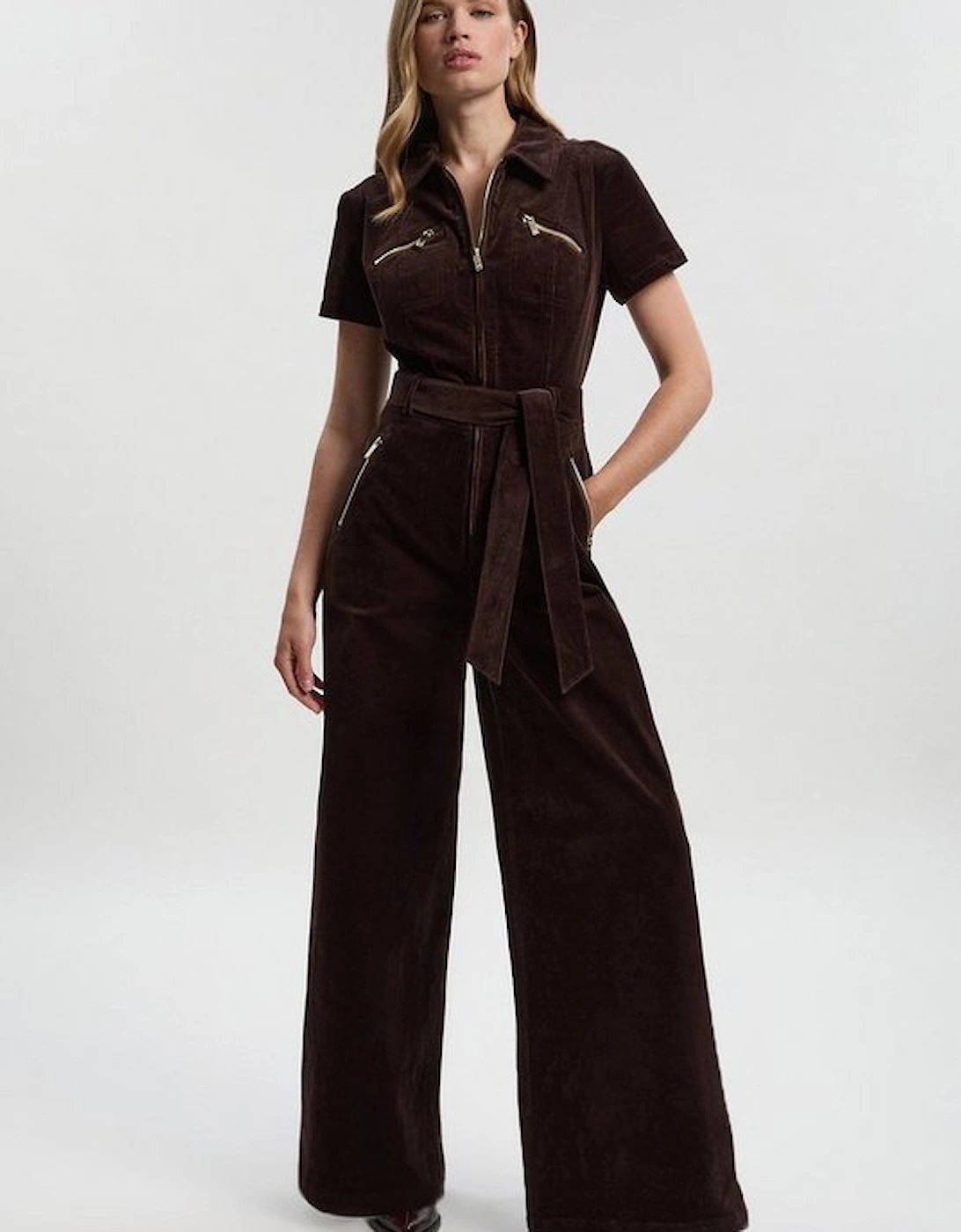 Petite Stretch Cord Wide Leg Jumpsuit, 2 of 1