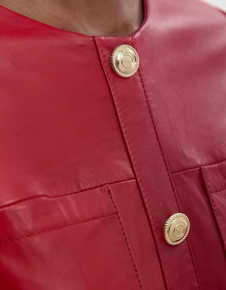 Leather Pocket Belted Mini Dress