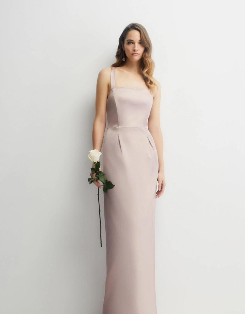 Bow Detail Cross Strap Column Maxi Dress