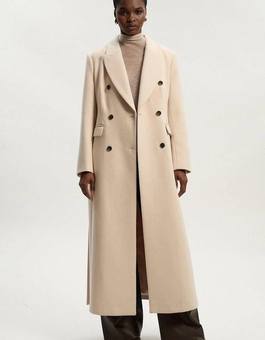 Stripe Wool Double Breasted Tailored Maxi Coat, 2 of 1