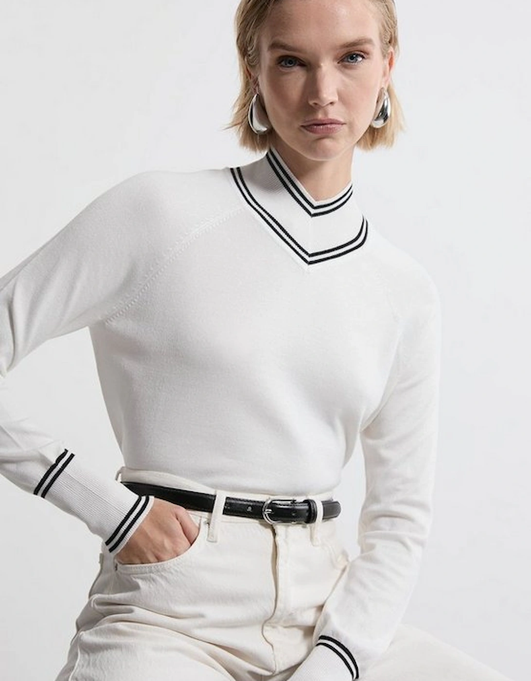 Viscose Blend High Neck Knit Jumper, 2 of 1