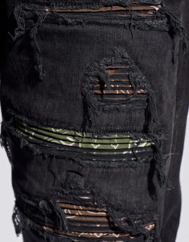 Bandana Camo Thrasher Jeans in Faded Black